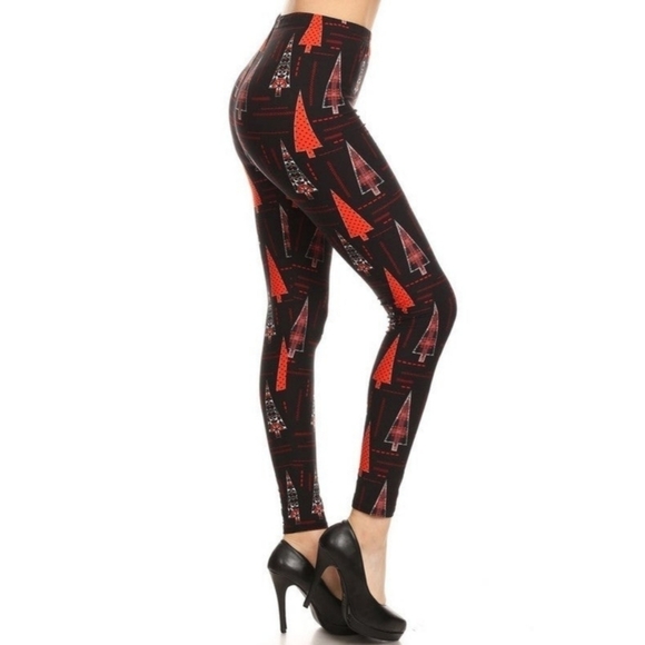 RED Christmas Tree Holiday Full Length Leggings Size Regular 2-10 NWT - Picture 1 of 4